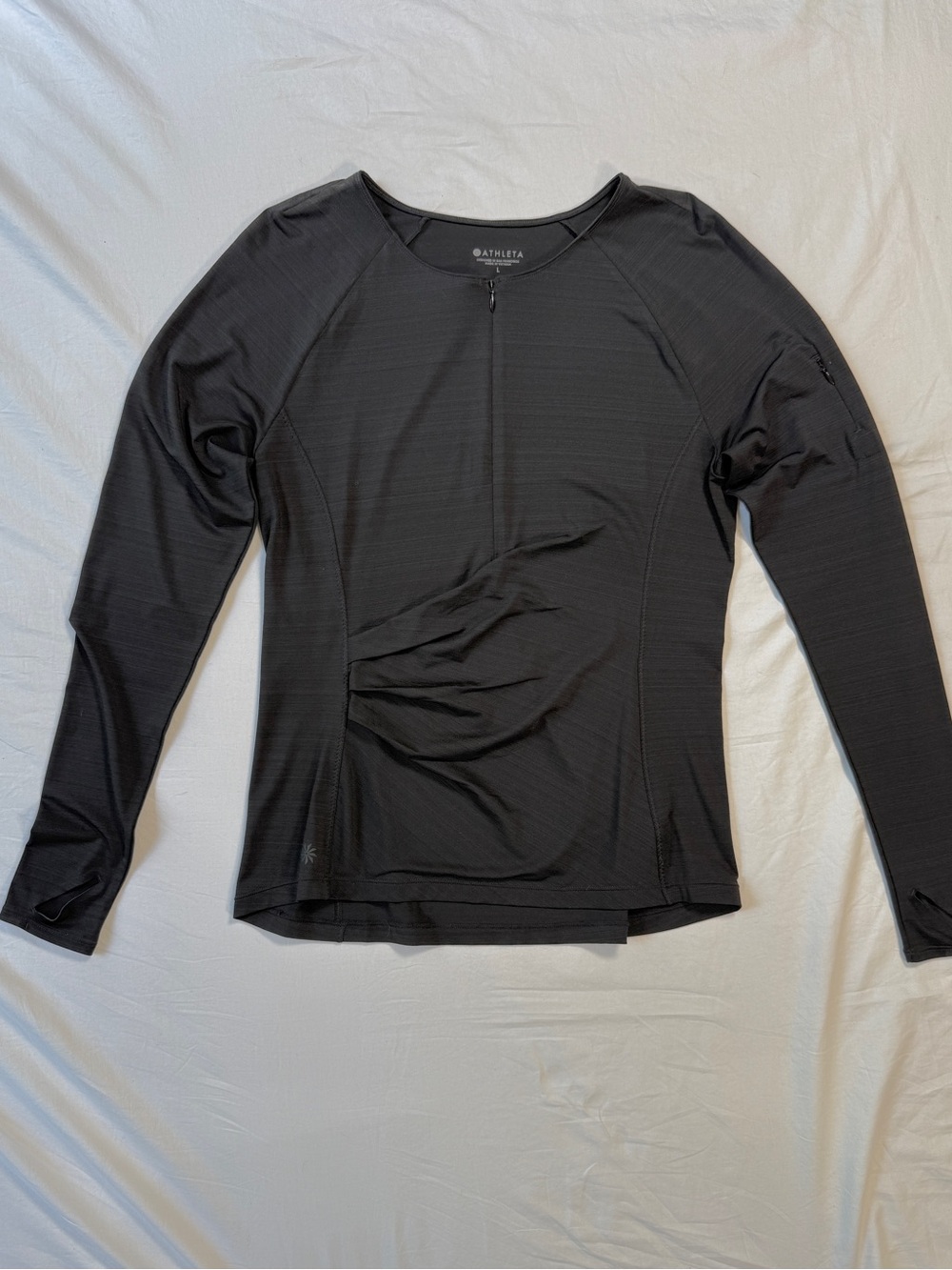 Athleta Black Long-Sleeve Performance Tee with Raglan Sleeves